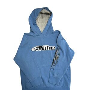 Vintage Y2K Nike Light Blue Hoodie with flames size 10/12 medium
